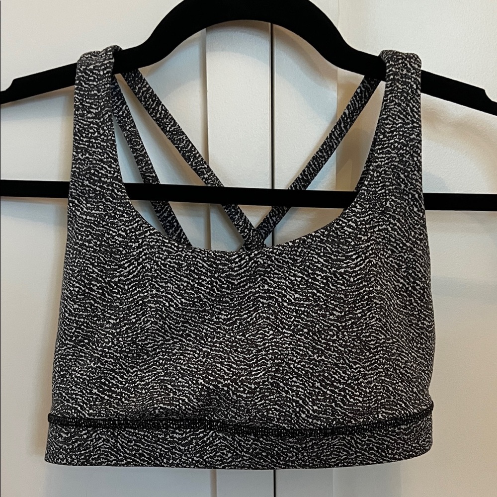 Lululemon Black and White Strappy Sports Bra